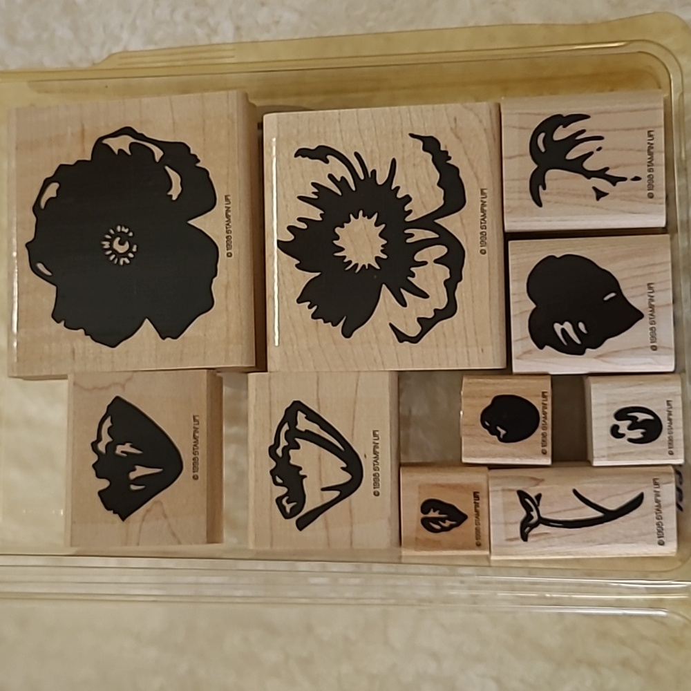 Stampin'Up! 1998 Definitely Decorative Beautiful Blossoms Two Step Stamp Set RET